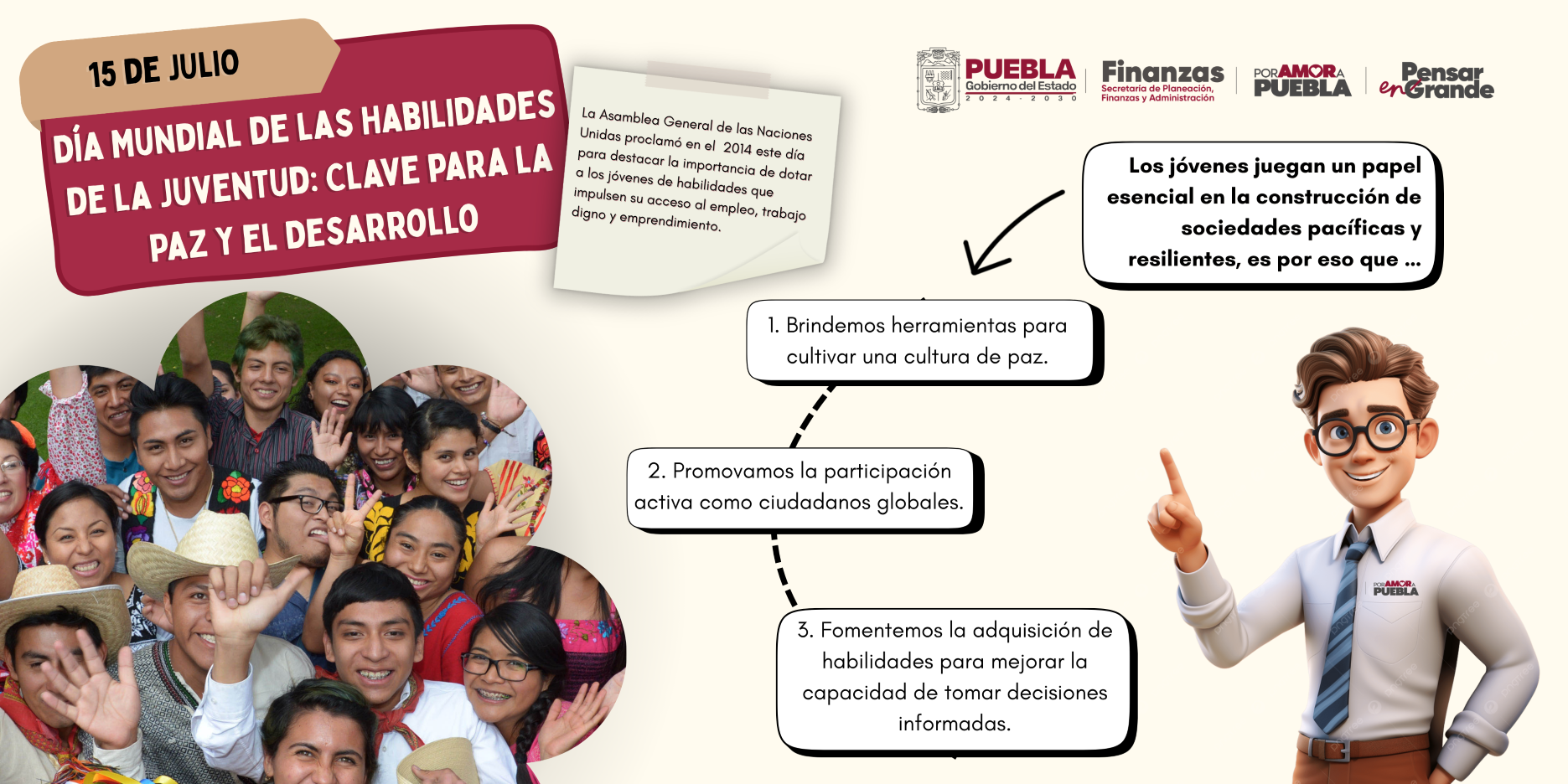 Portada de: Día Mundial de las Habilidades de la Juventud: Clave para la paz y el desarrollo
