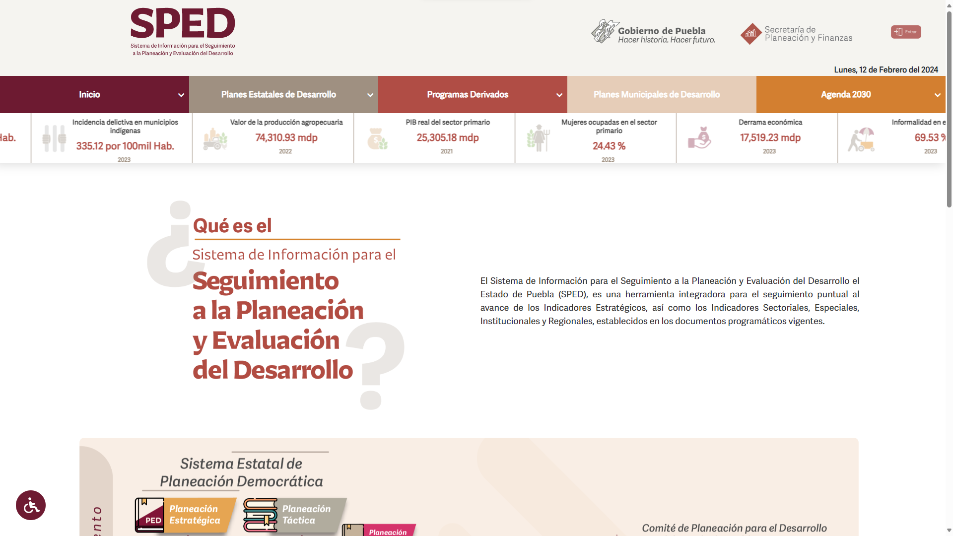 Sistema de Información para el Seguimiento a la Planeación y Evaluación del Desarrollo el Estado de Puebla (SPED)